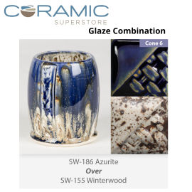 Azurite SW-186 over Winter Wood SW-155 Stoneware Combination